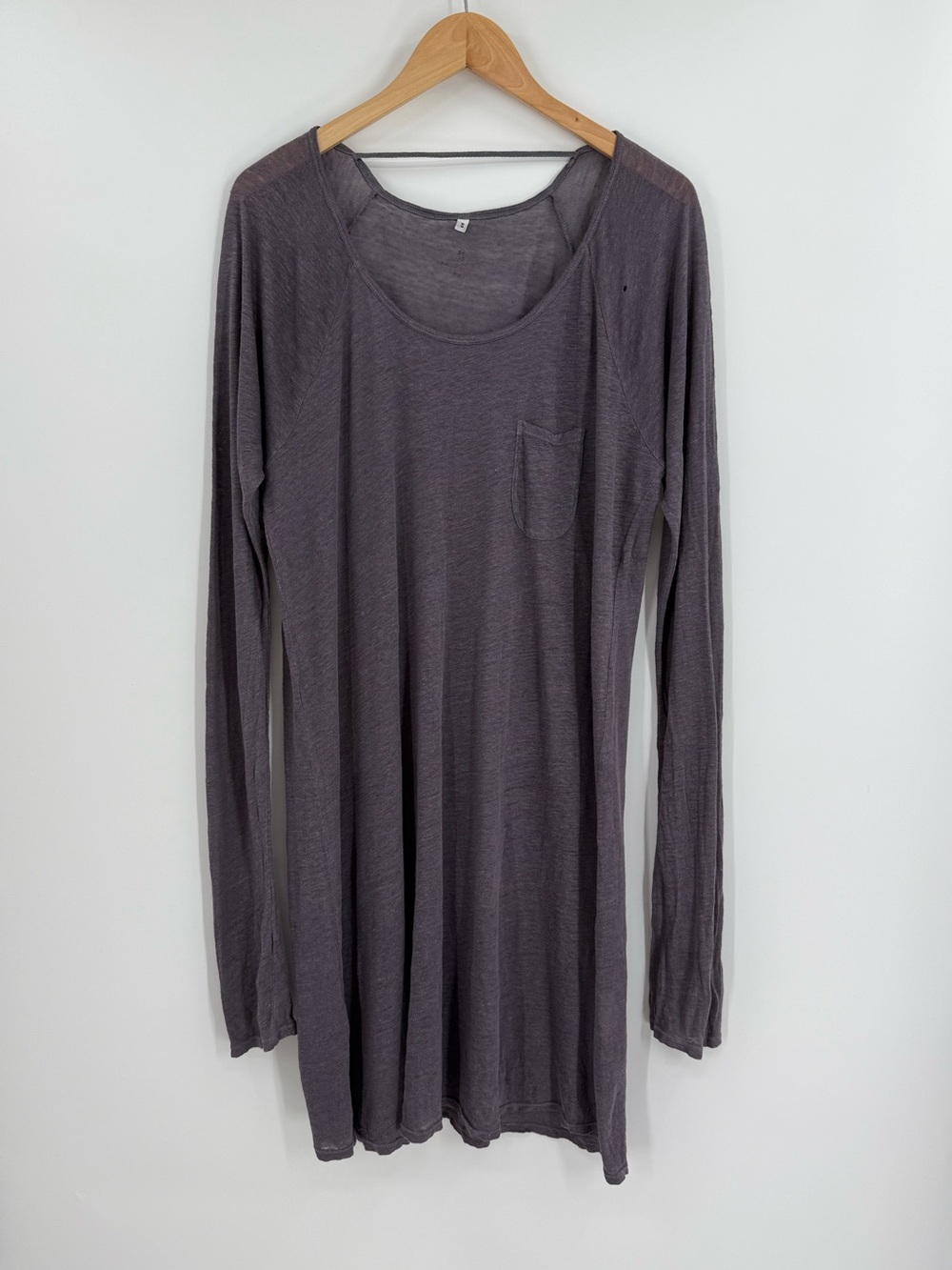 Johnny Was Pete and Greta Linen Long Sleeve Pocket Tee Dress | Grey | Small